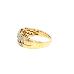 10ct Yellow Gold Multi-Row Diamond Milgrain Band Ring - Mega Cash Sydney