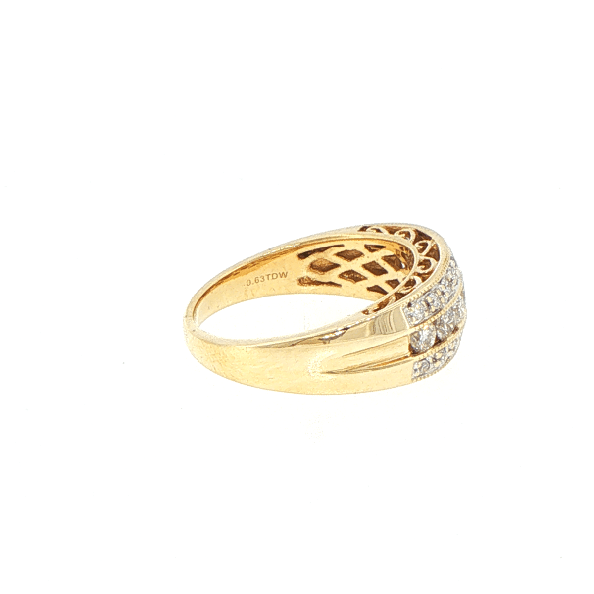 10ct Yellow Gold Multi-Row Diamond Milgrain Band Ring - Mega Cash Sydney