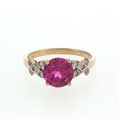 10ct Yellow Gold Pink Sapphire and Diamond Crisscross Ring - Mega Cash Sydney