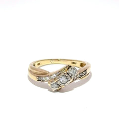 10ct Yellow Gold Three - Stone Bypass Diamond Ring - Mega Cash Sydney