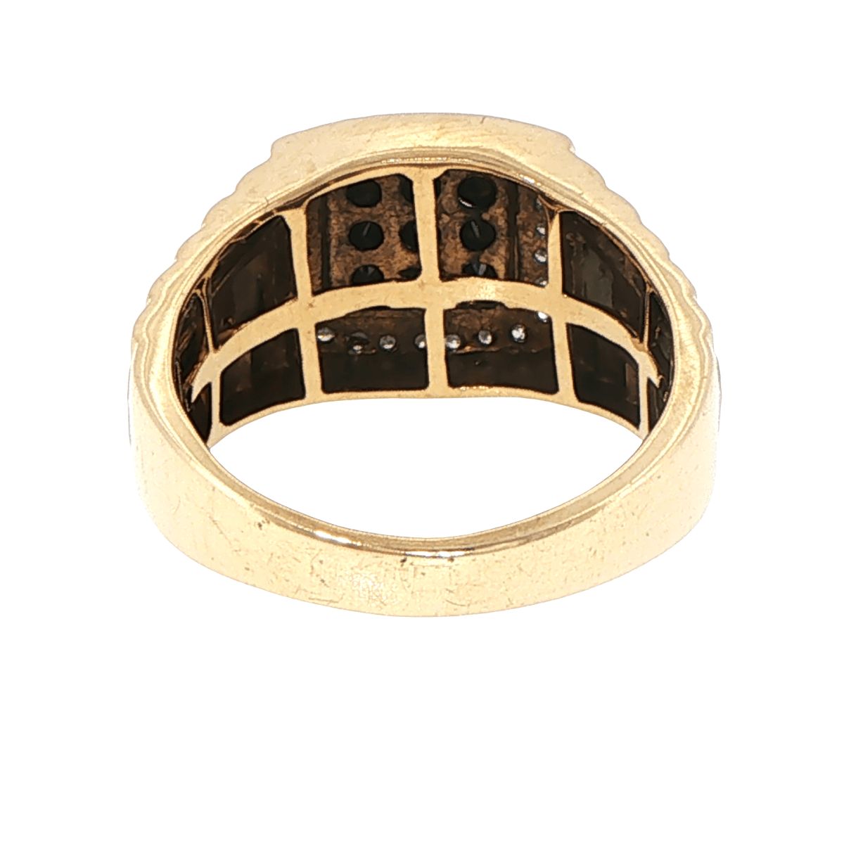 10ct Yellow Gold Two-Tone Black and White Diamond Signet Ring 0.75 TDW - Mega Cash Sydney