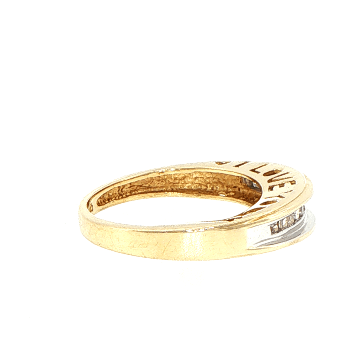 10ct Yellow Gold Two-Tone Diamond Channel Set Band Ring - Mega Cash Sydney