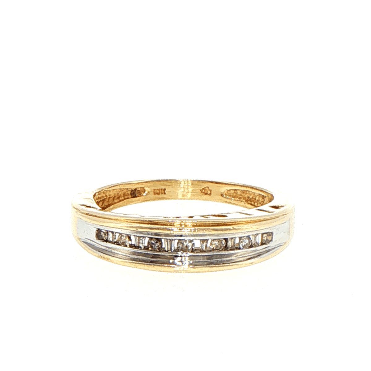 10ct Yellow Gold Two-Tone Diamond Channel Set Band Ring - Mega Cash Sydney