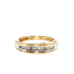 10ct Yellow Gold Two-Tone Diamond Channel Set Band Ring - Mega Cash Sydney