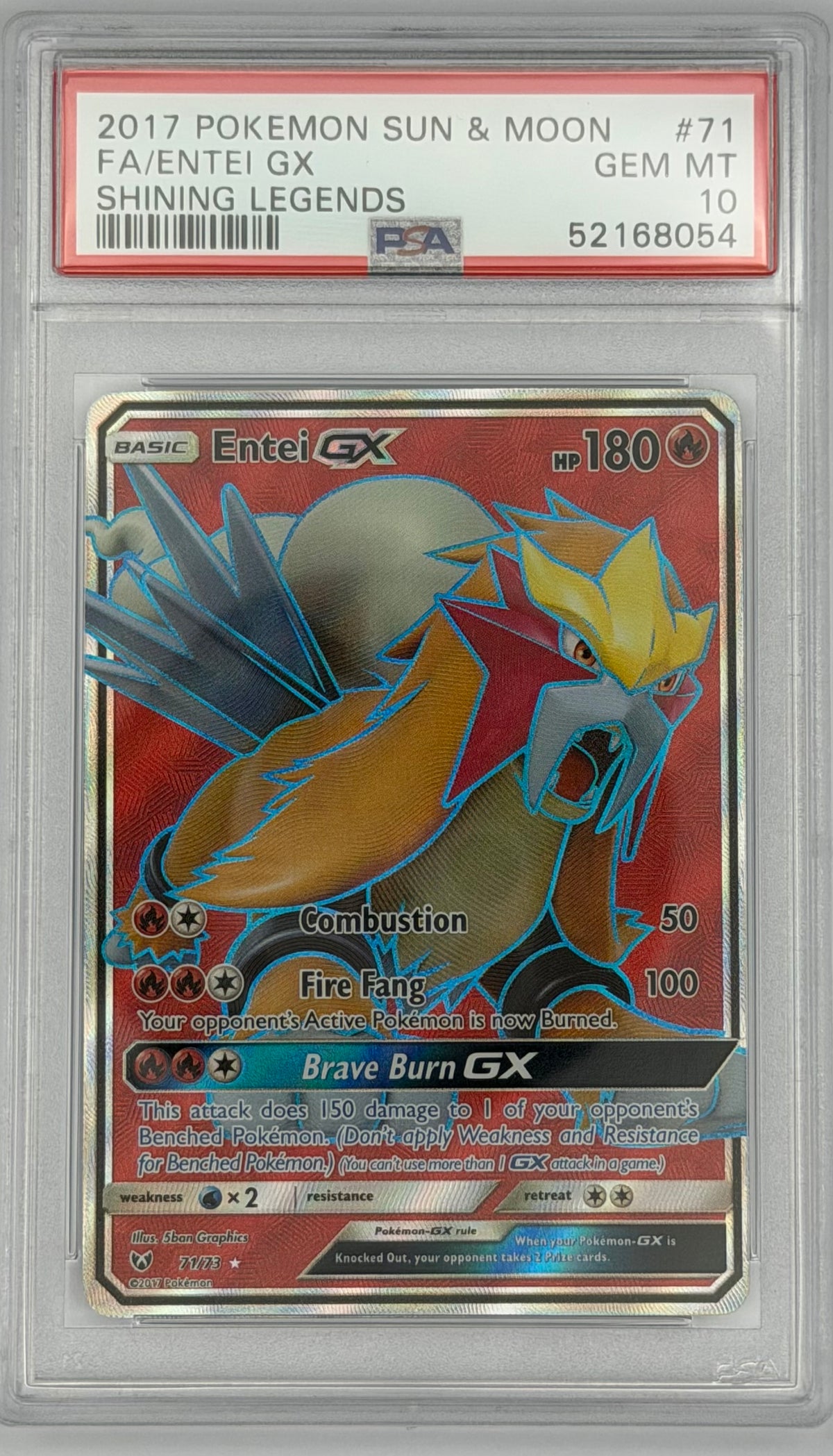 Pokemon PSA 10 Entei GX 71/73 Shining Legends Sun and Moon