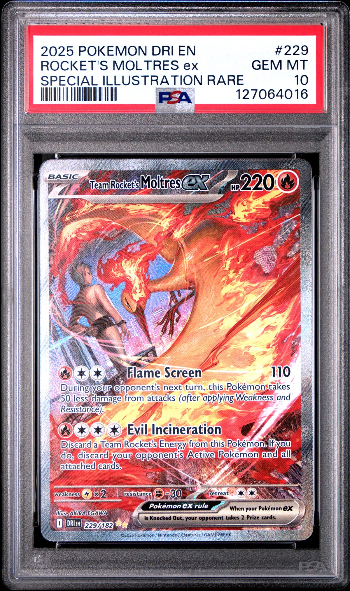 Pokemon - PSA 10 Team Rockets Moltres ex 229/182 Destined Rivals