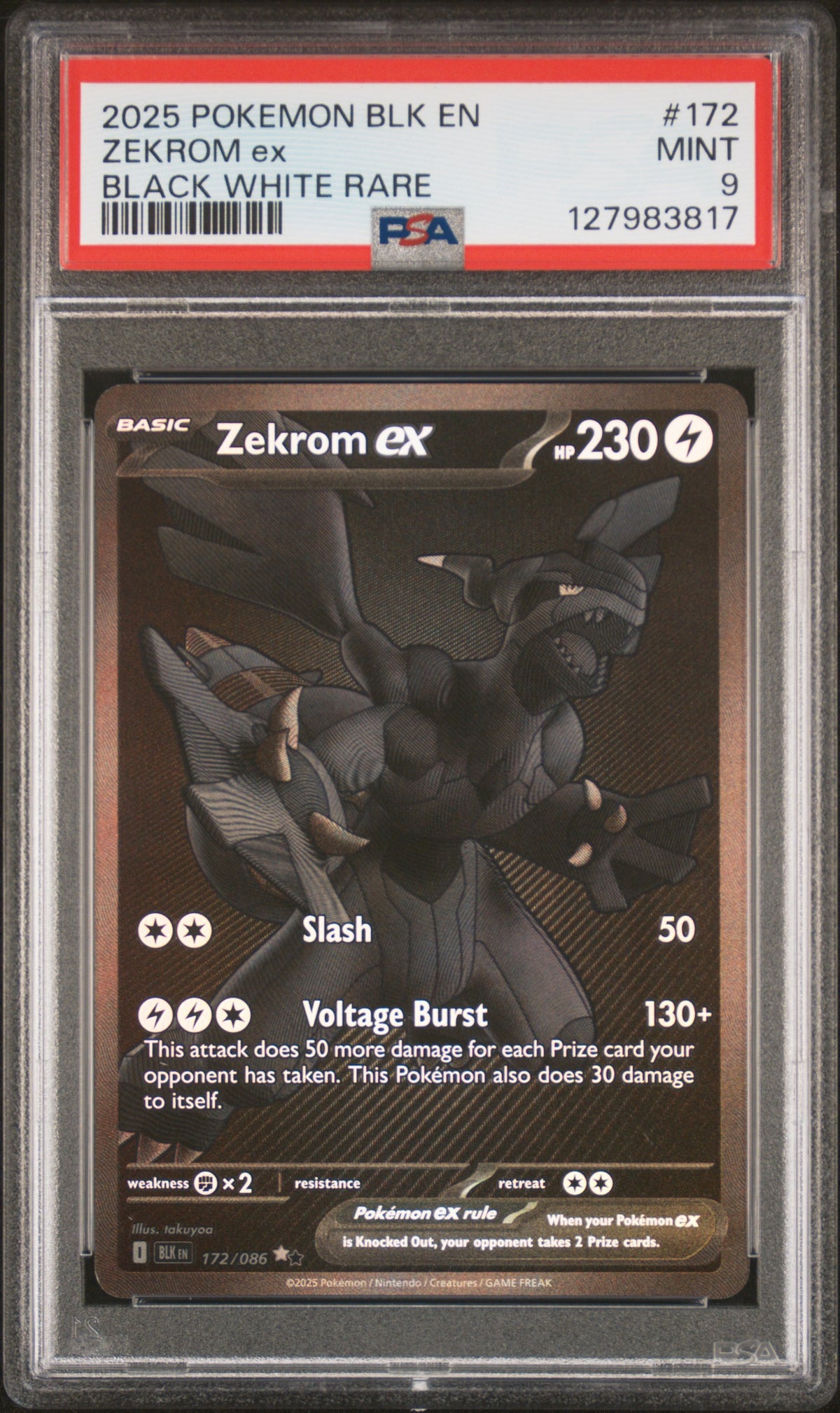 Pokemon - PSA 9 Zekrom ex 172/086 Black Bolt