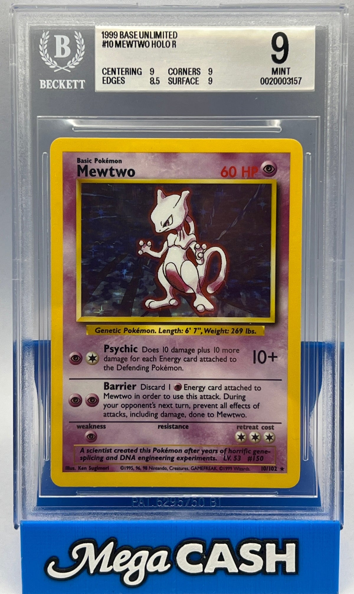 Pokémon - BGS 9 Mewtwo Holo 10/102 Base Set Unlimited