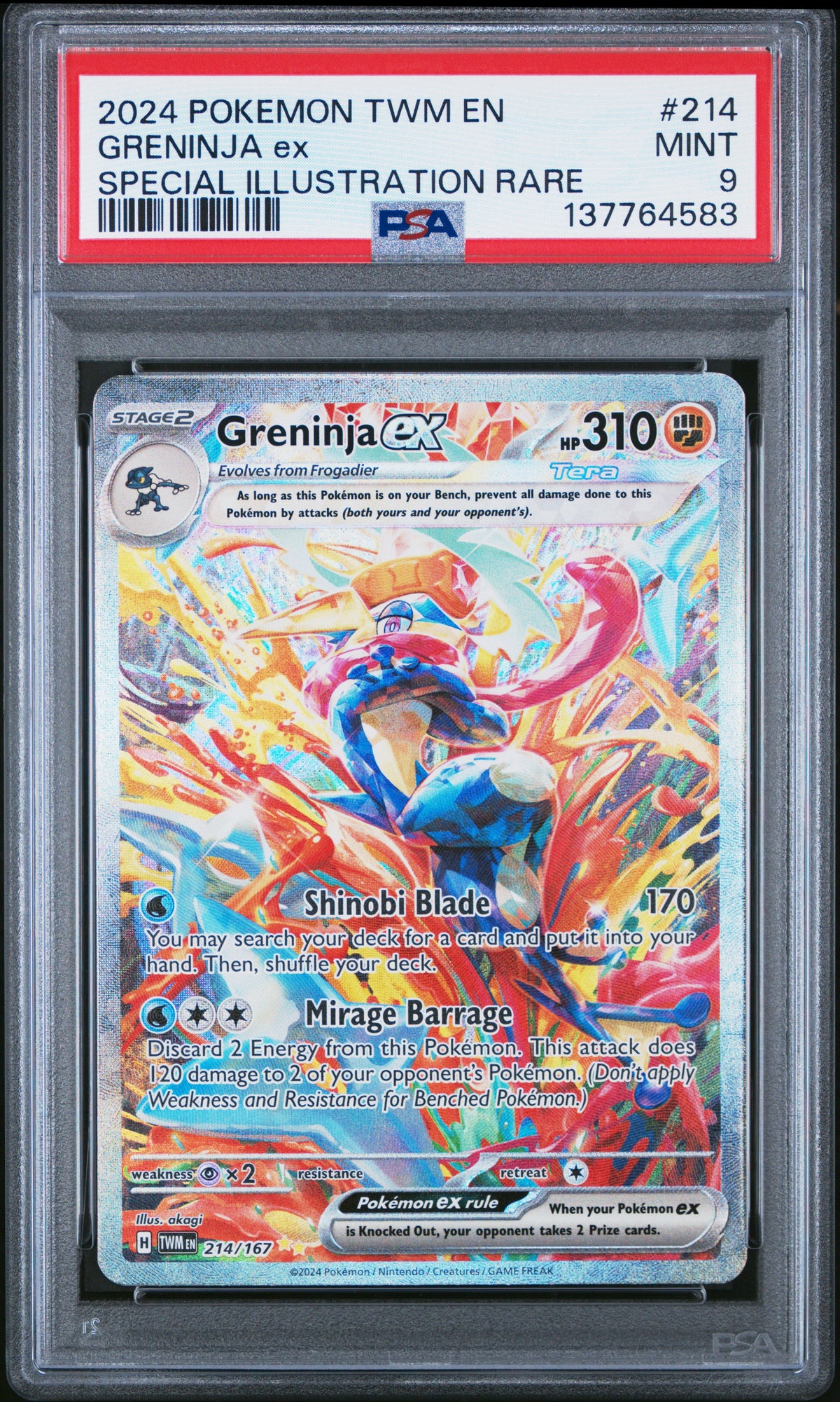 Pokemon - PSA 9 Greninja ex 214/167 Twilight Masquerade