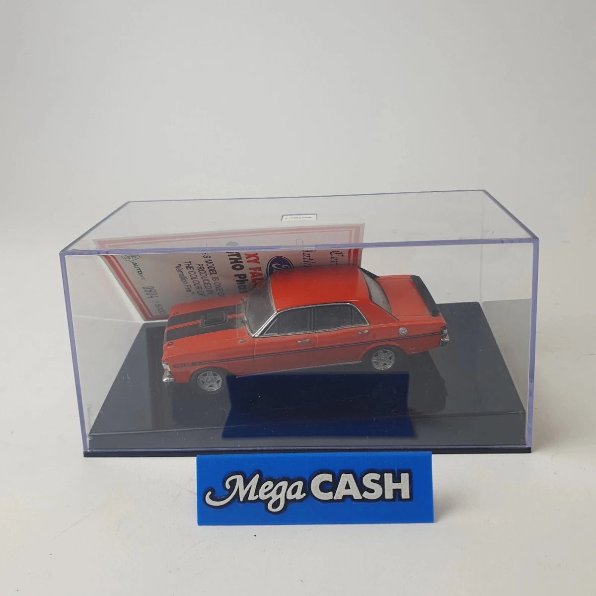 1:43 Biante - Ford Falcon XY GTHO Phase 3 - Vermilion Fire - Certification Card - Mega Cash Sydney