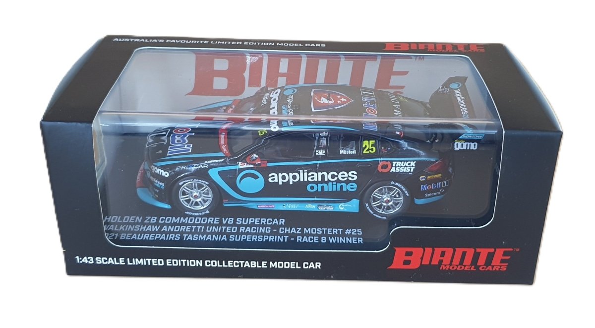 1:43 Holden ZB Commodore - Walkinshaw Andretti United 2021 Tasmania Supersprint Race 8 Winner (Chaz Mostert) 25 - Mega Cash Sydney