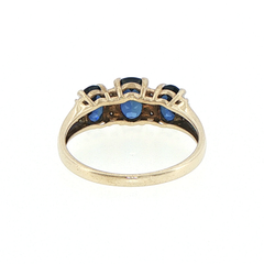 9ct Yellow Gold Royal Blue Three-Stone and Diamond Ring