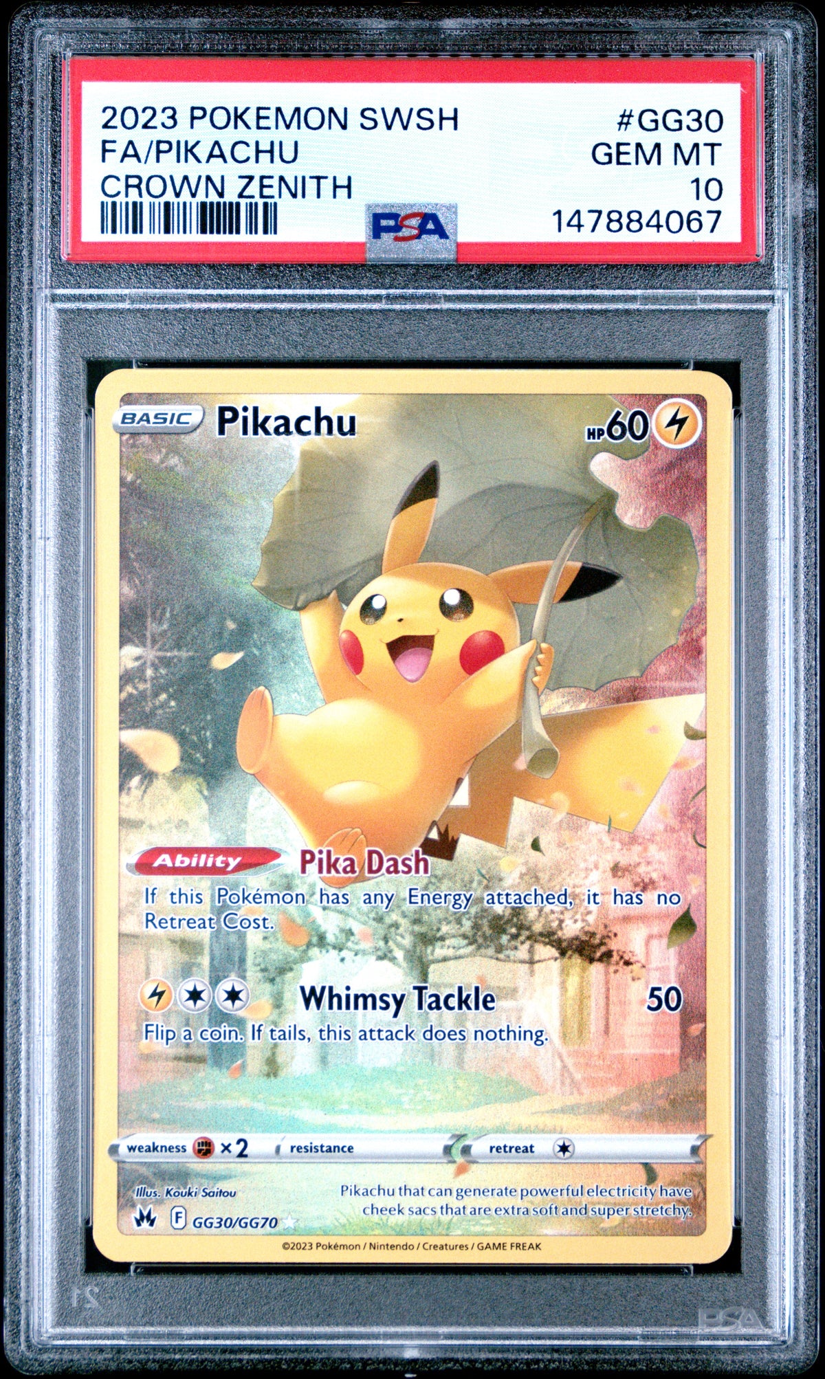 Pokemon - PSA 10 Pikachu GG30/GG70 Crown Zenith