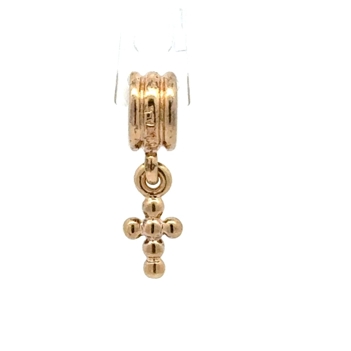 14ct Pandora Yellow Gold Beaded Cross Dangle Charm - Mega Cash Sydney
