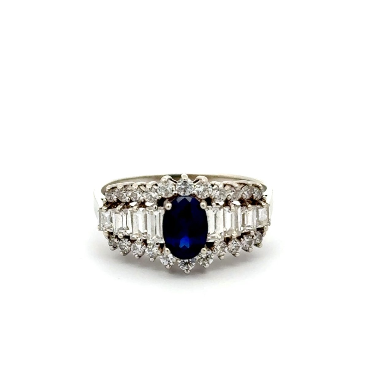 14ct Royal Blue Multistone Ring in White Gold with Cubic Zirconia - Mega Cash Sydney