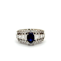 14ct Royal Blue Multistone Ring in White Gold with Cubic Zirconia - Mega Cash Sydney