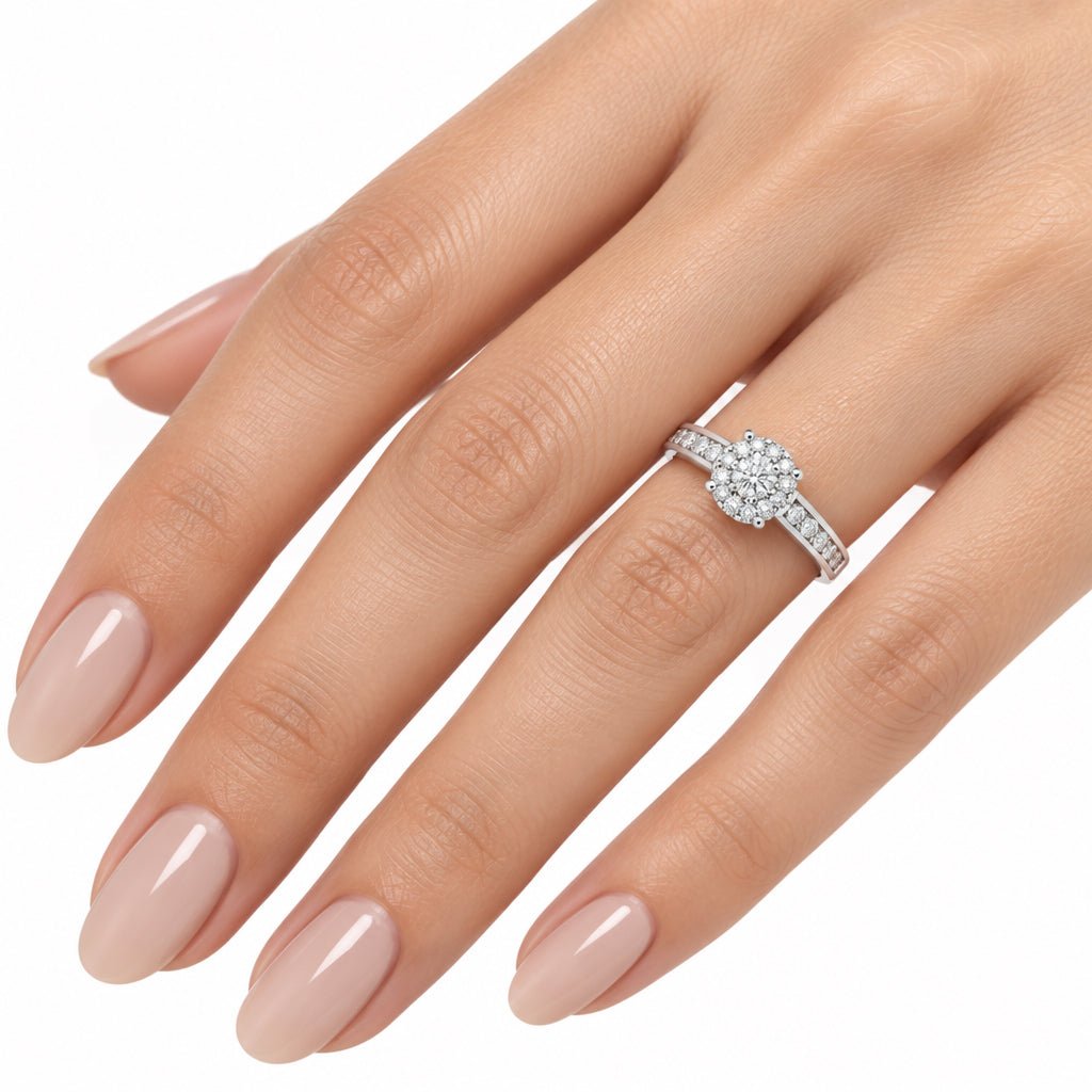 14ct White Gold Diamond Cluster Engagement Ring - Mega Cash Sydney