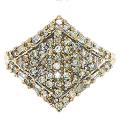 14ct White Gold Diamond Square Cluster Cocktail Ring - Mega Cash Sydney