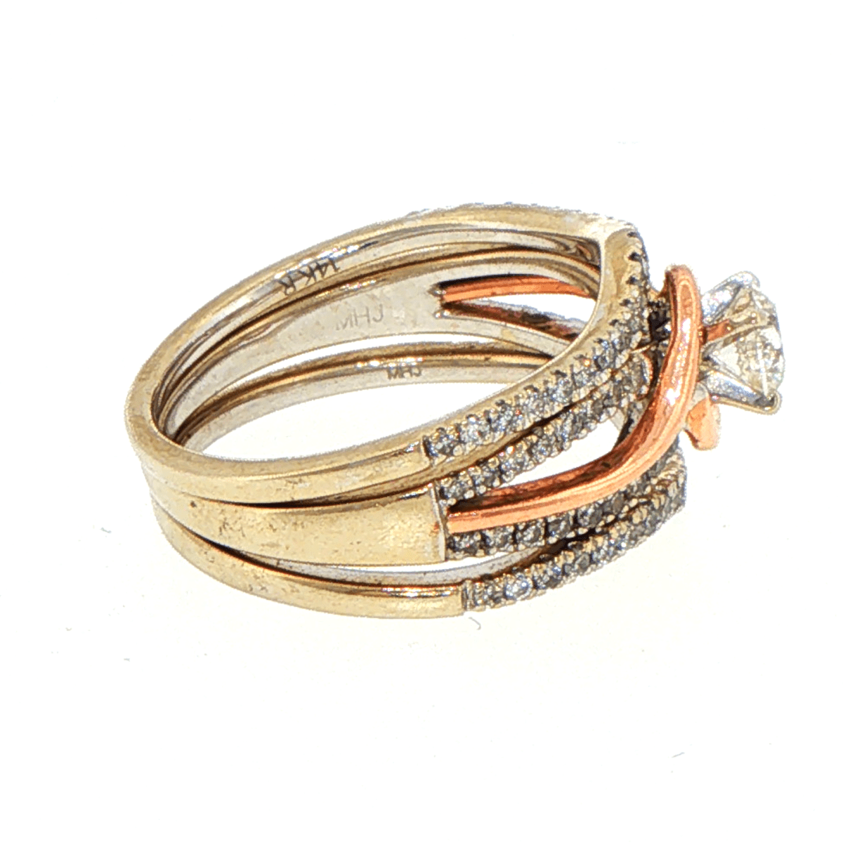 14ct White Gold Diamond Stackable Rings with Rose Gold Accent - Mega Cash Sydney