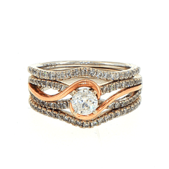 14ct White Gold Diamond Stackable Rings with Rose Gold Accent - Mega Cash Sydney