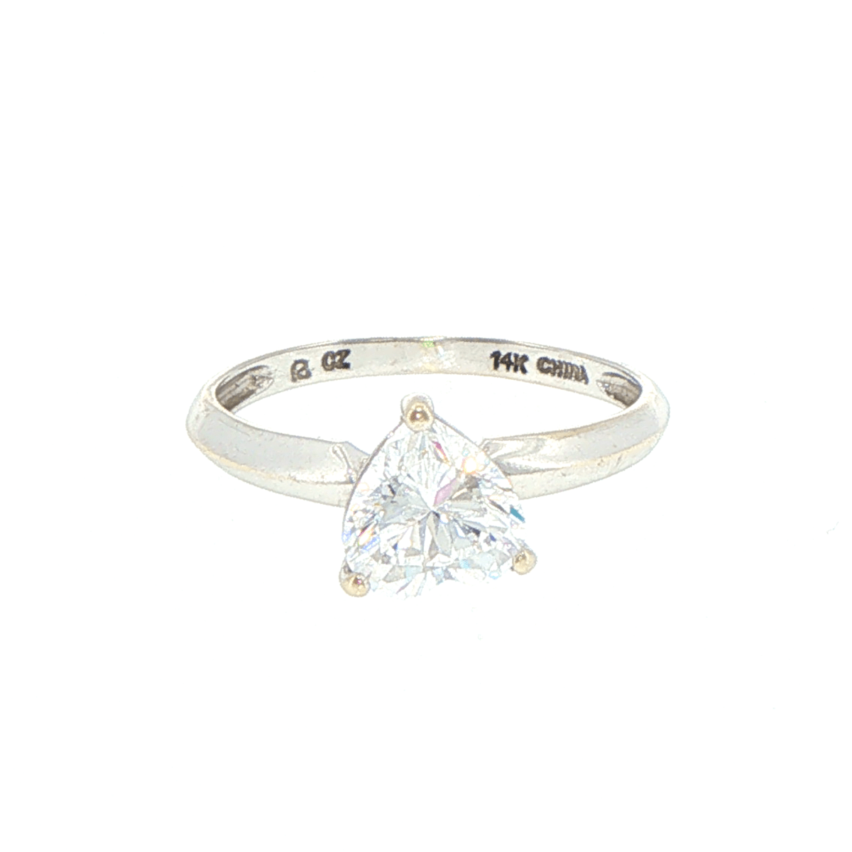 14ct White Gold Trillion-Cut Cubic Zirconia Solitaire Ring - Mega Cash Sydney