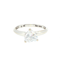 14ct White Gold Trillion-Cut Cubic Zirconia Solitaire Ring - Mega Cash Sydney
