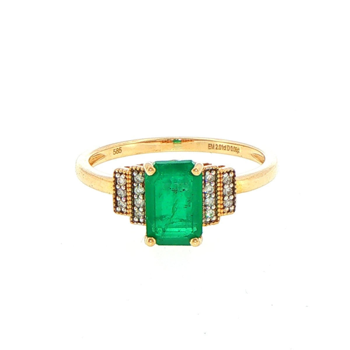 14ct Yellow Gold Art Deco Style Emerald Multistone Ring with Valuation - Mega Cash Sydney