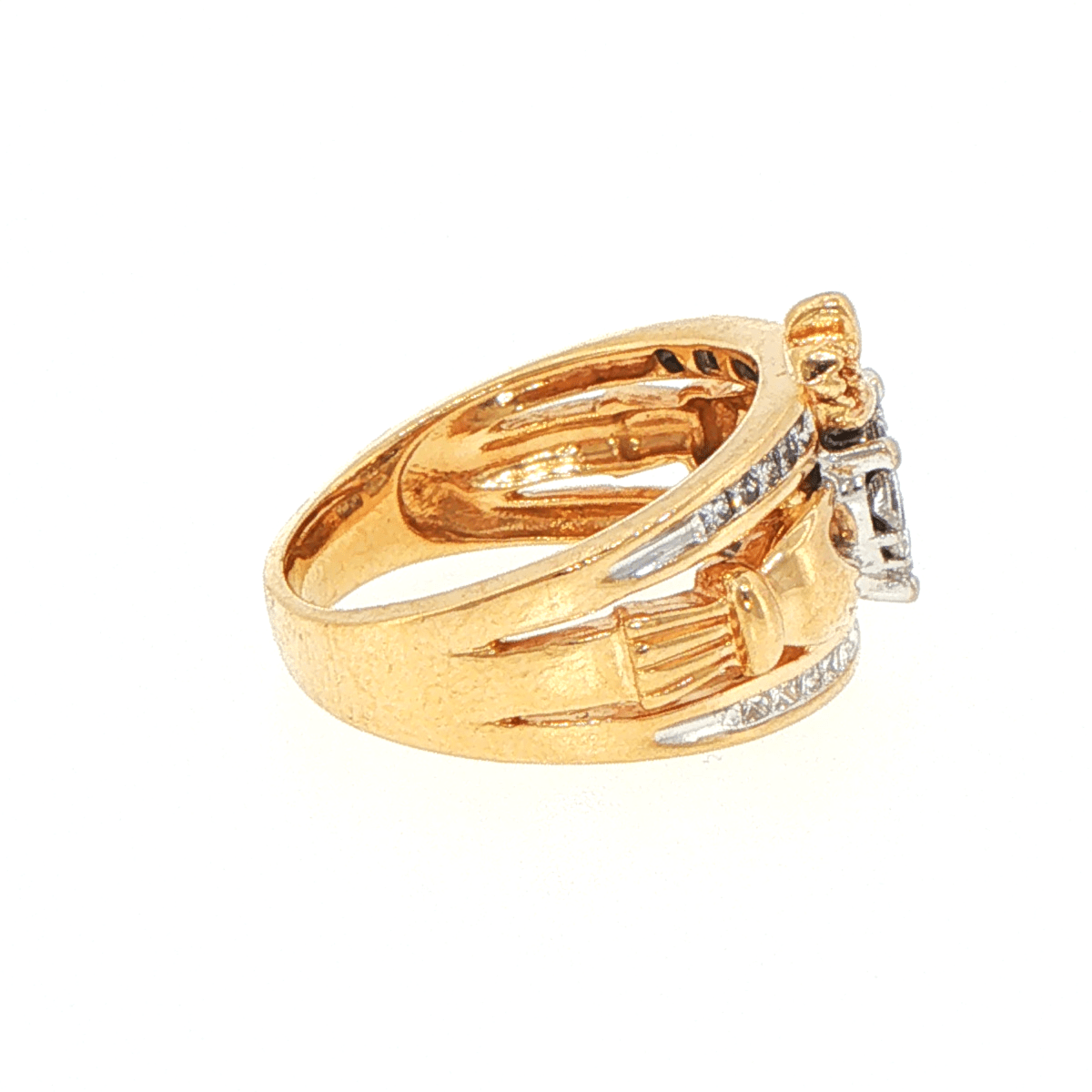 14ct Yellow Gold Diamond Cluster Claddagh Ring - Mega Cash Sydney