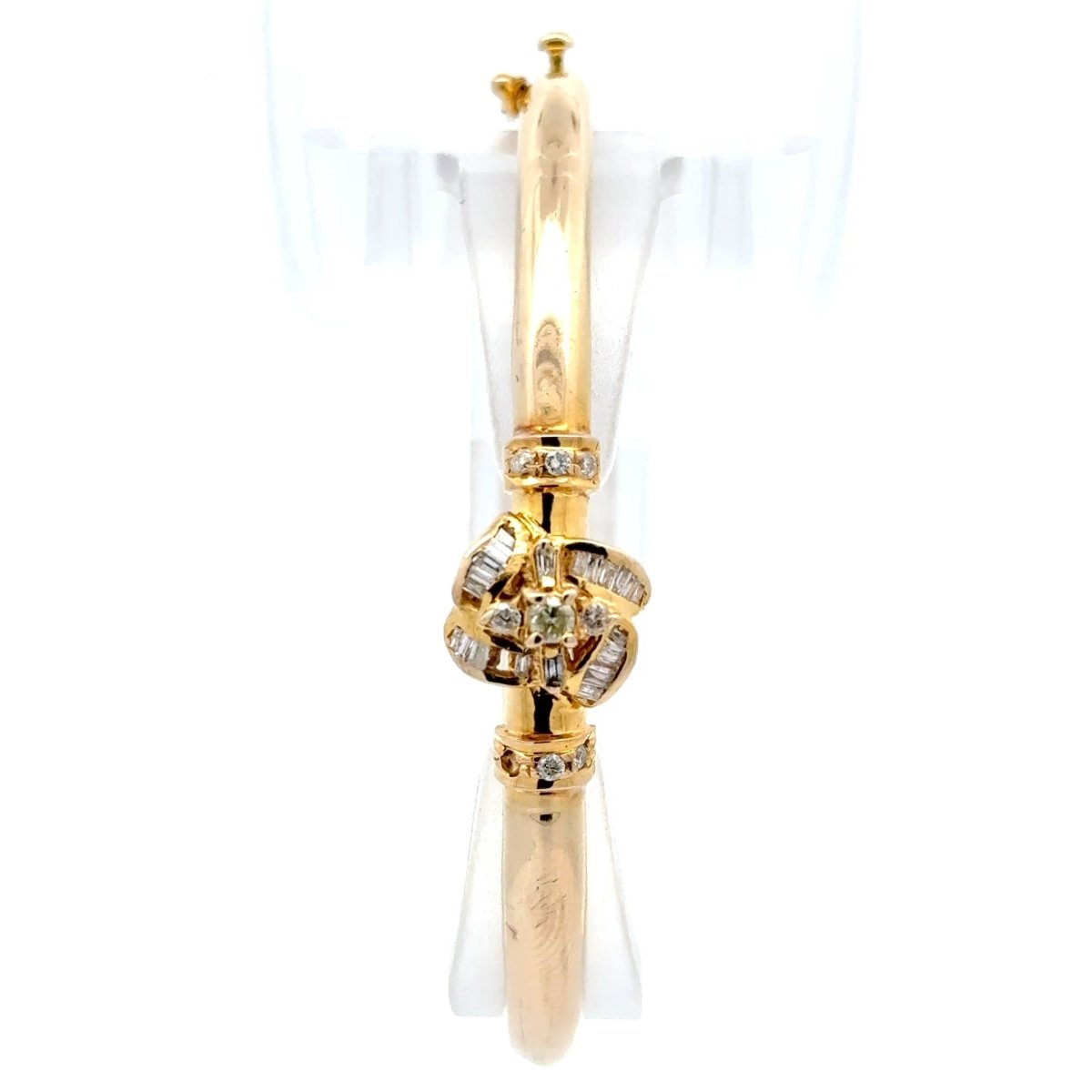 14ct Yellow Gold Diamond Floral Knot Bangle - Mega Cash Sydney