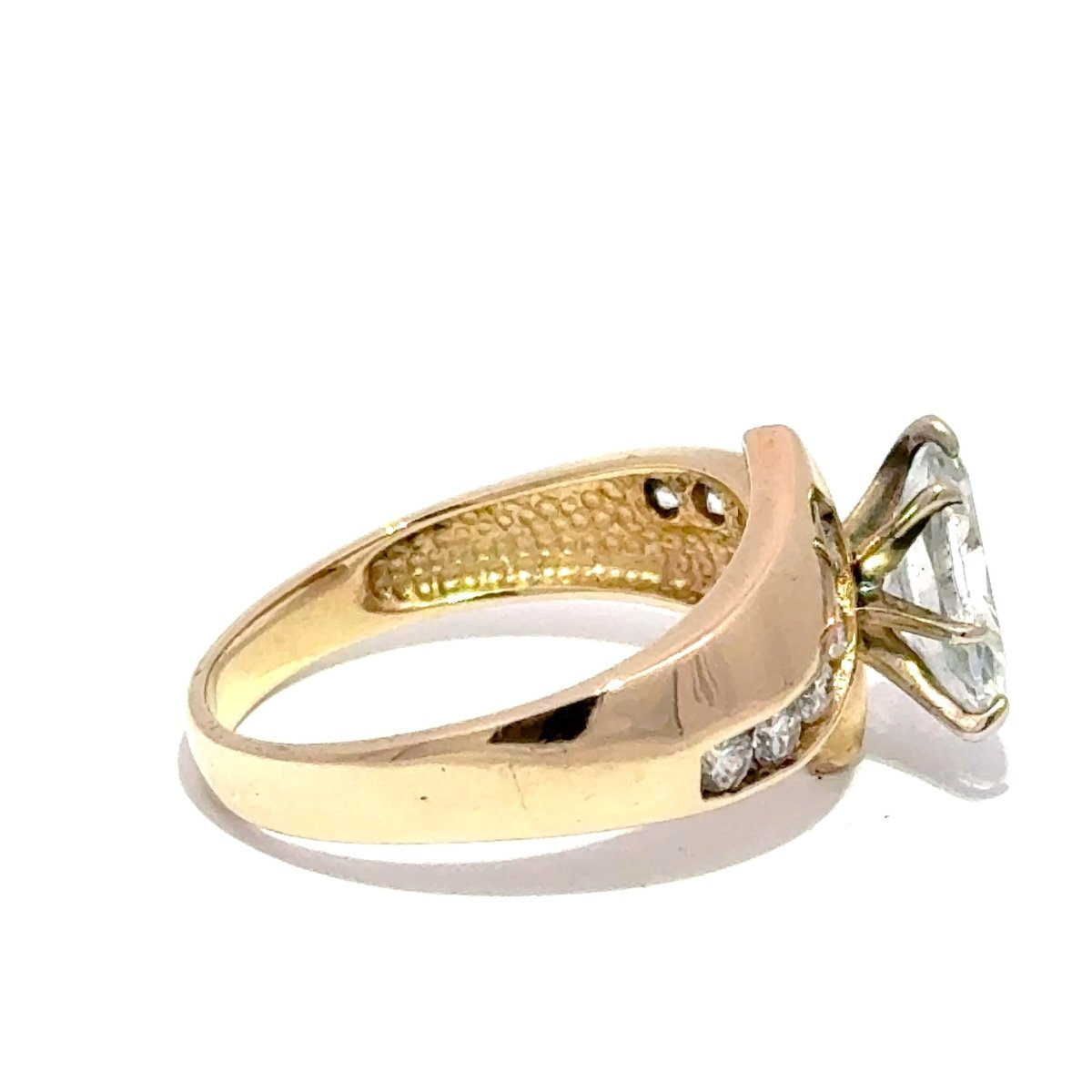 14ct Yellow Gold Marquise Cubic Zirconia Bypass Multistone Ring - Mega Cash Sydney