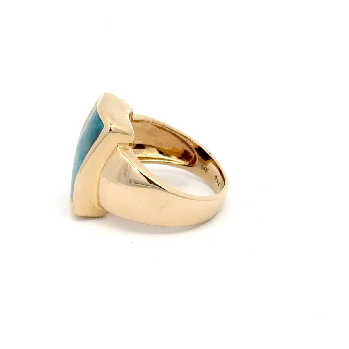 14ct Yellow Gold Rectangular Opal Bezel Signet Ring - Mega Cash Sydney