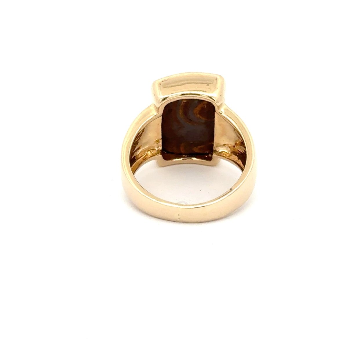 14ct Yellow Gold Rectangular Opal Bezel Signet Ring - Mega Cash Sydney