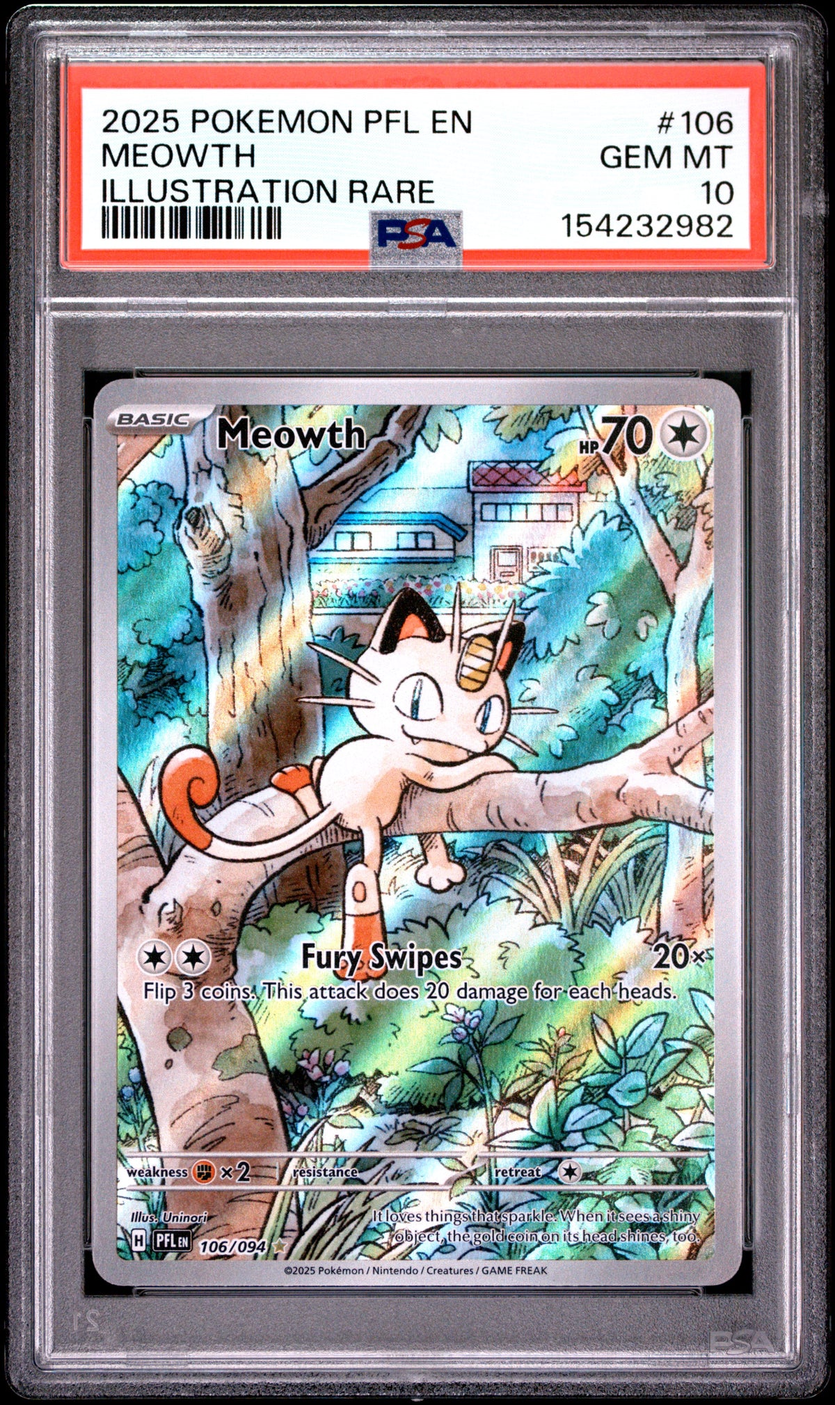 Pokemon - PSA 10 Meowth 106/094 Phantasmal Flames