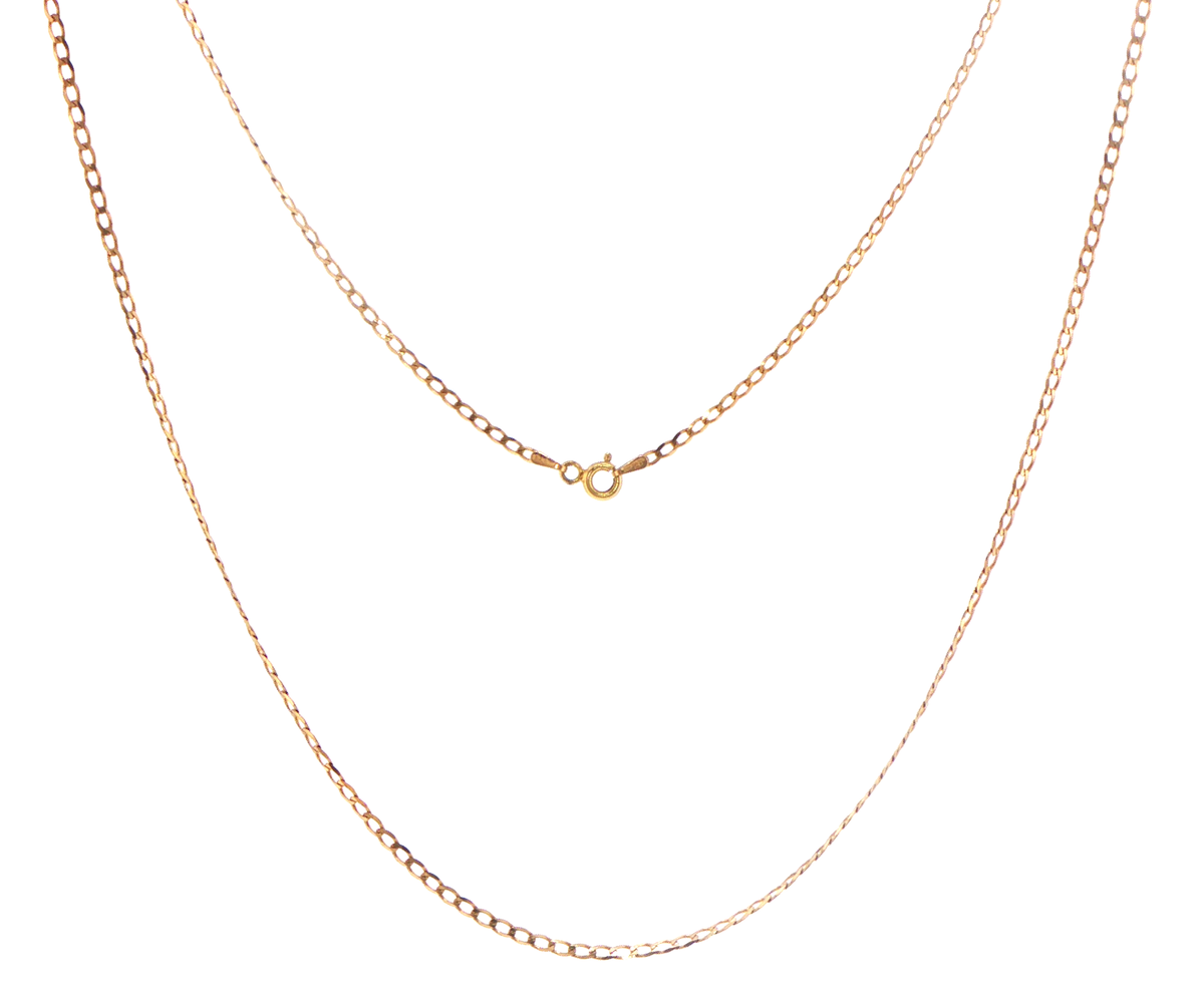 9ct Yellow Gold Fine Flat Curb Chain Necklace