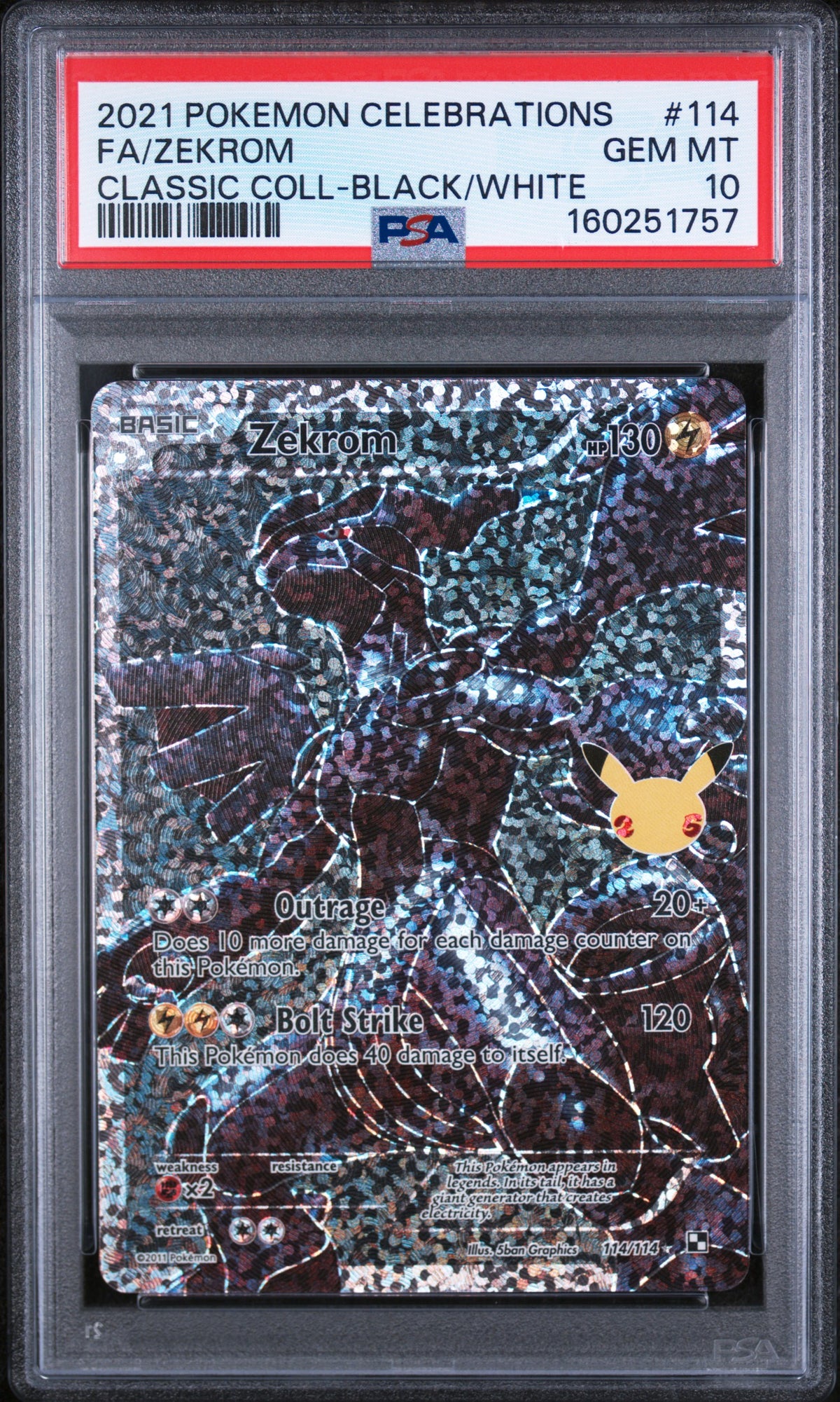 Pokemon - PSA 10 Zekrom 114/114 Celebrations