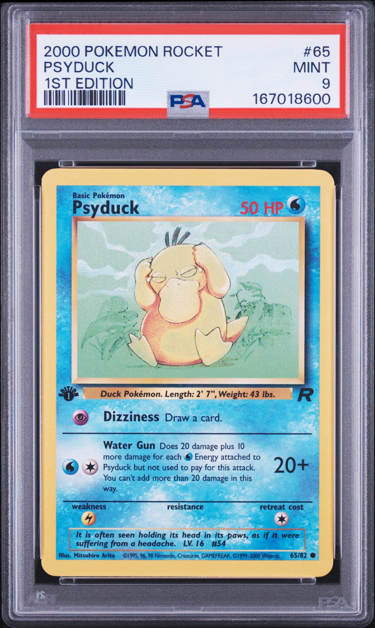 Pokemon - PSA 9 1st Edition Psyduck 65/82 Rocket
