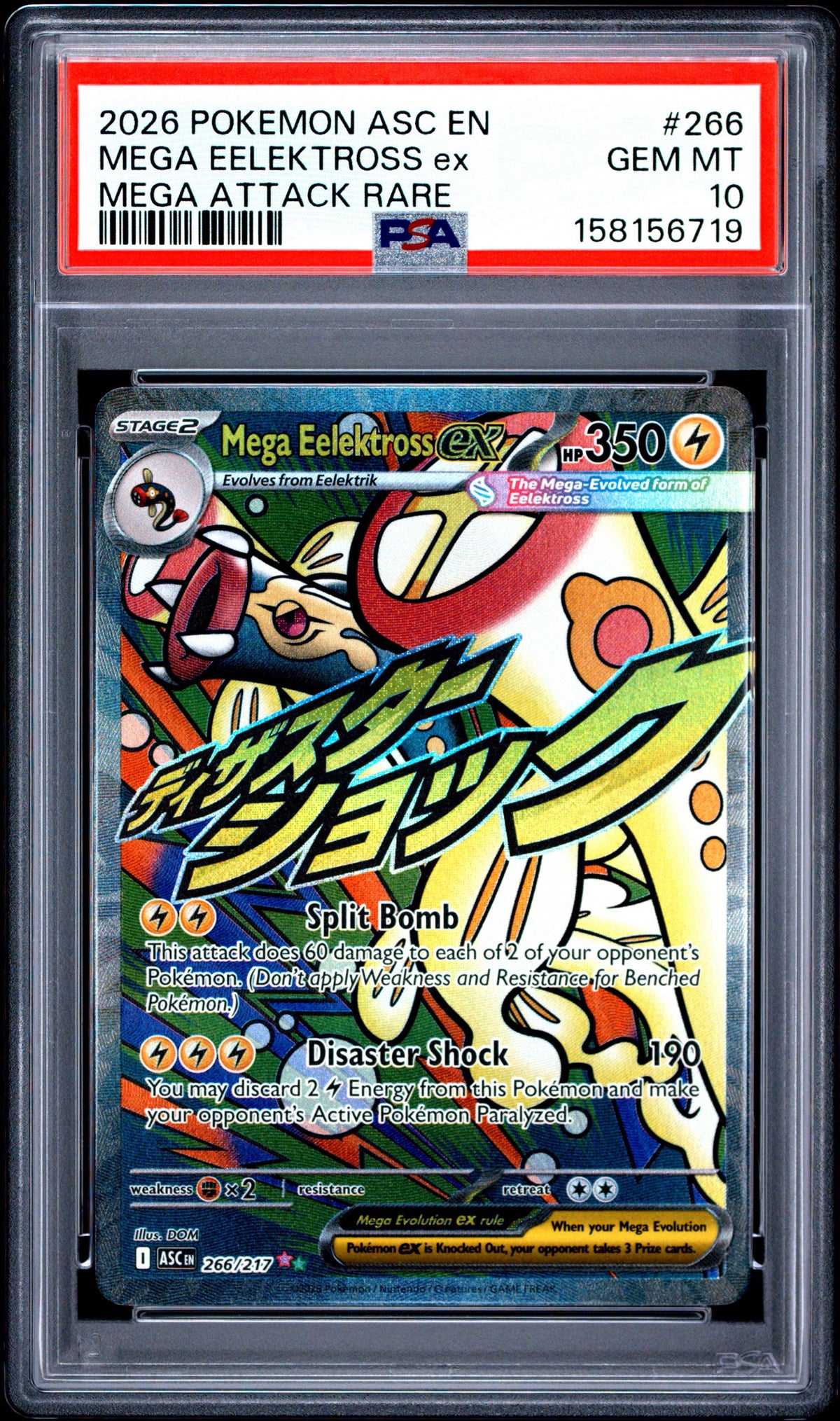 Pokemon PSA 10 Mega Elektross ex 266/217 Mega Attack Rare Ascended