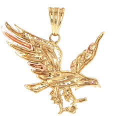 9ct Gold Two-Tone Flying Eagle Cubic Zirconia Pendant with Ruby Eye