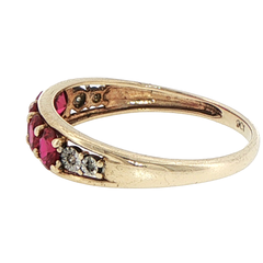 9ct Yellow Gold Five-Stone Red Ruby Ring