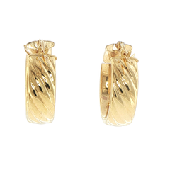 9ct Yellow Gold Diagonal Ribbed Hoop Earrings