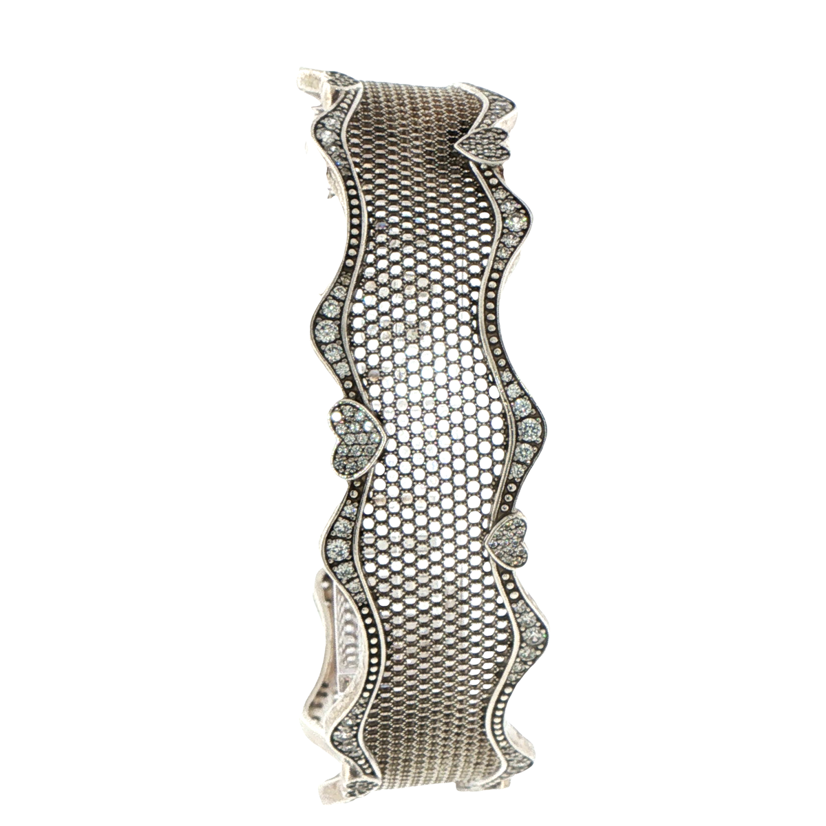 Pandora Lace of Love Sterling Silver Cuff Bangle 597704CZ
