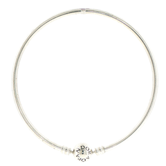 Silver Pandora Logo Clasp Bangle Bracelet