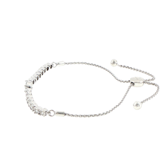 Silver Lab Grown Diamond Bolo Tennis Bangle