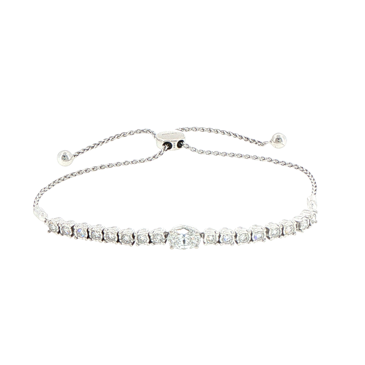 Silver Lab Grown Diamond Bolo Tennis Bangle