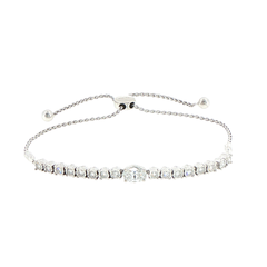 Silver Lab Grown Diamond Bolo Tennis Bangle