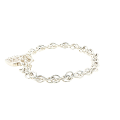 Silver Filigree Heart Charm Link Bracelet