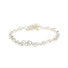 Silver Filigree Heart Charm Link Bracelet