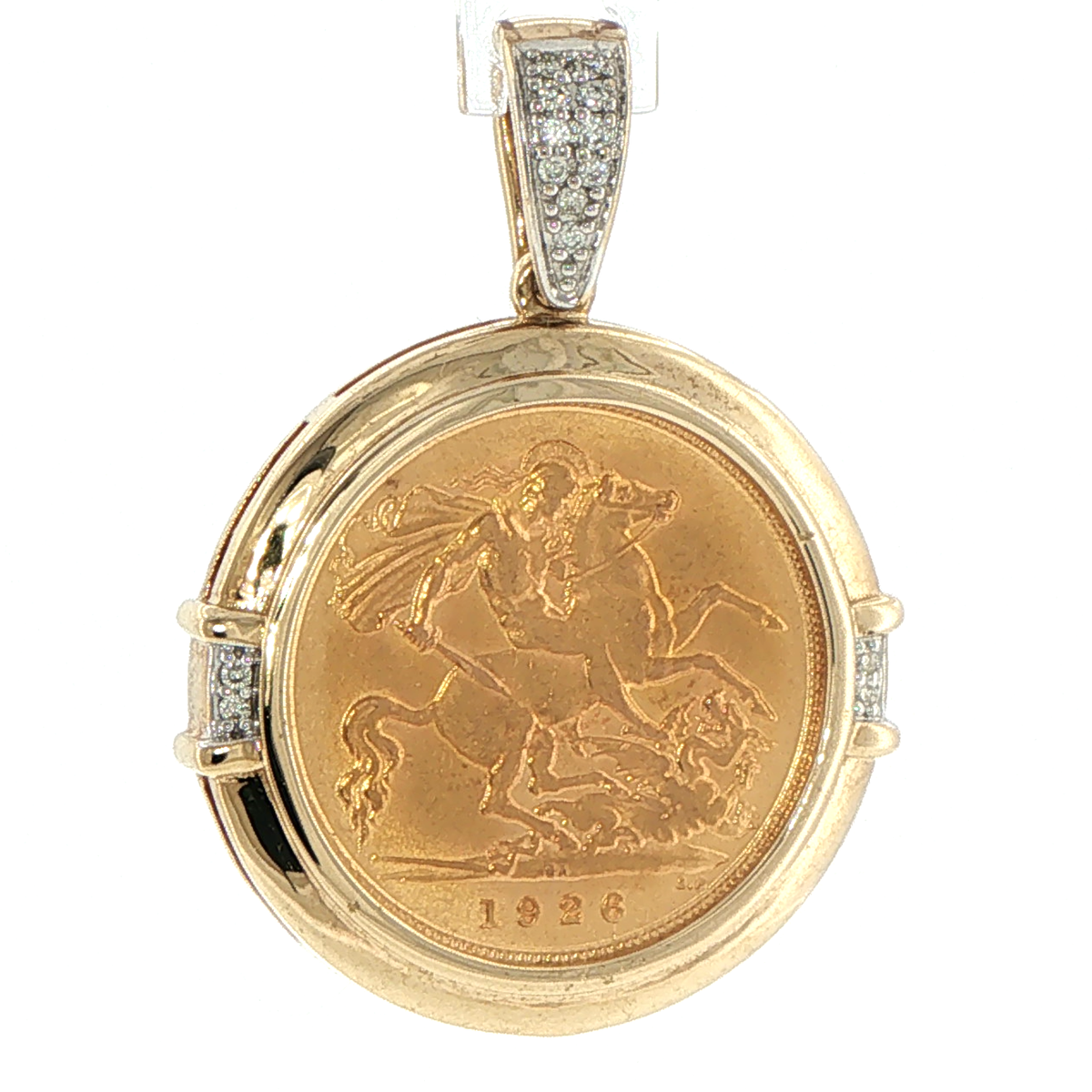 22ct/9ct Yellow Gold 1926 Coin Half Sovereign with Diamond Accents