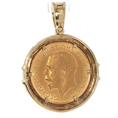 22ct/9ct Yellow Gold 1926 Coin Half Sovereign with Diamond Accents