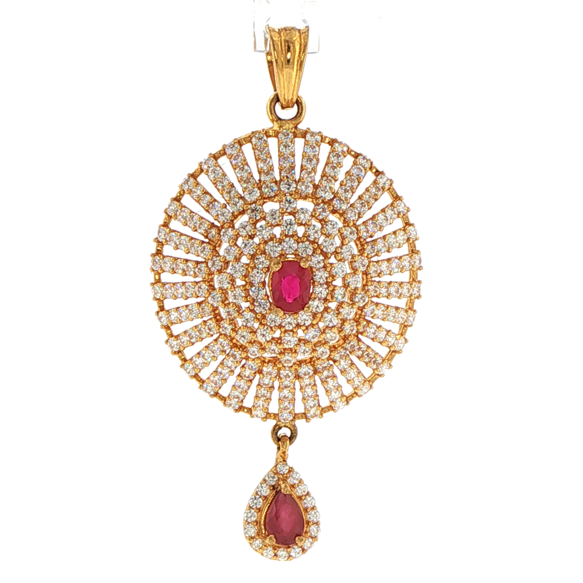 22ct Yellow Gold Ruby Sunburst Pendant